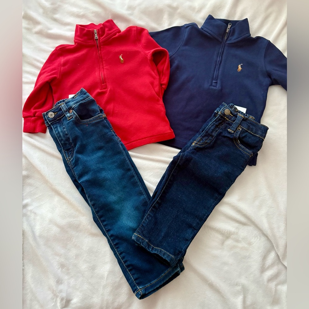 Ralph Lauren Red and Navy Kids Pullovers and Denim pants